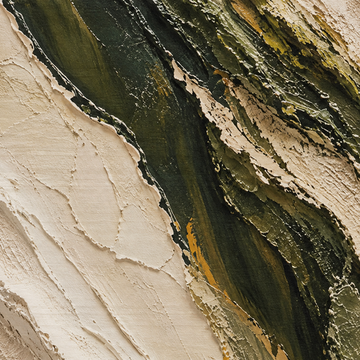 Between Stone and Green | Wood Print — surface close-up
