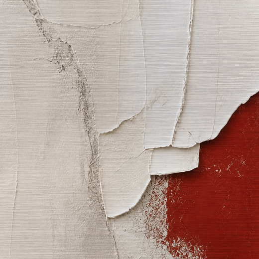 One Red Opening | Brushed Aluminum Print — surface close-up