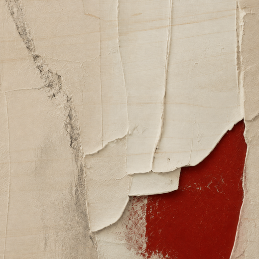 One Red Opening | Wood Print — surface close-up