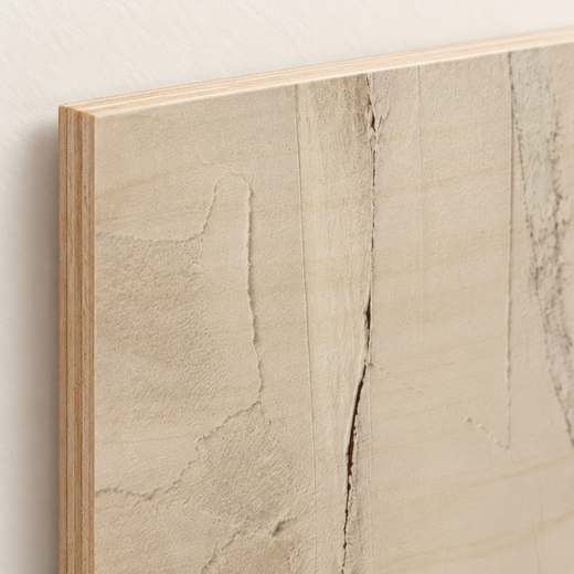 One Red Opening | Wood Print — edge close-up