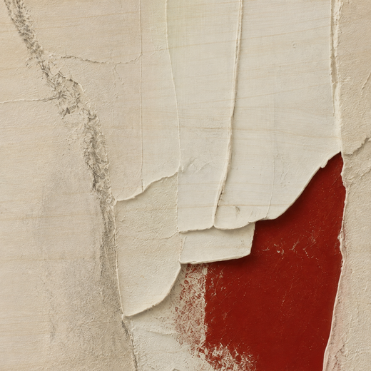 One Red Opening | Wood Print — surface close-up