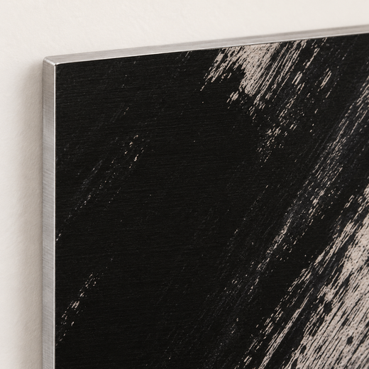 Quick in Black | Brushed Aluminum Print — edge close-up
