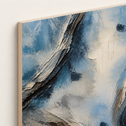 Blue Between Stones | Wood Print — edge close-up