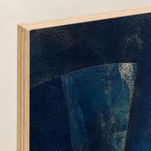 Down in Blue | Wood Print — edge close-up