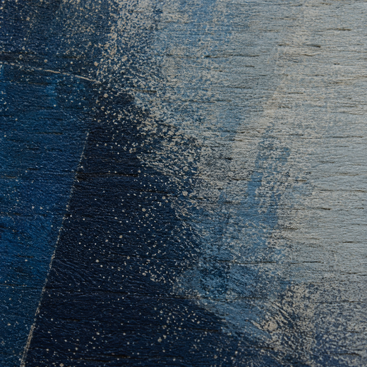 Down in Blue | Wood Print — surface close-up