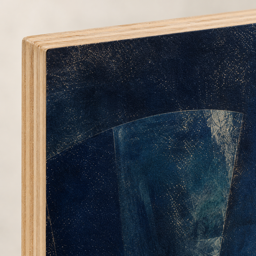 Down in Blue | Wood Print — edge close-up
