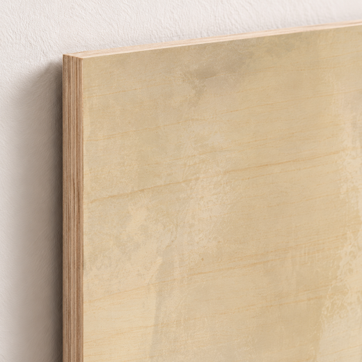 One Olive Shape | Wood Print — edge close-up