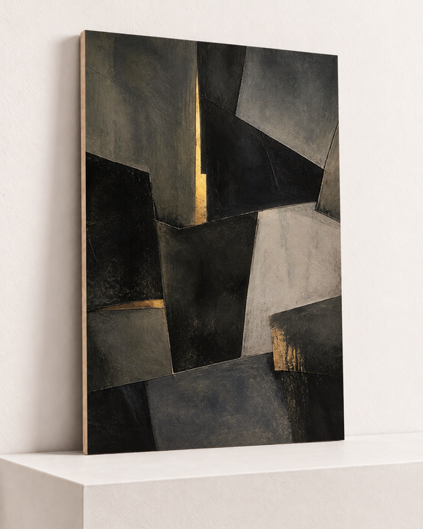 nocturnal-architecture-wood-print, largest 70×100cm unframed10mm lined plywood, horizontal grain, raised warm platform, angle photograph