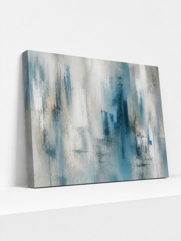 Fogged Cadence Canvas | Blue Abstract Wall Art