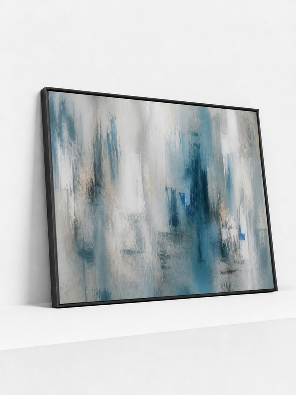 Fogged Cadence Wooden Framed | Blue Abstract Wall Art