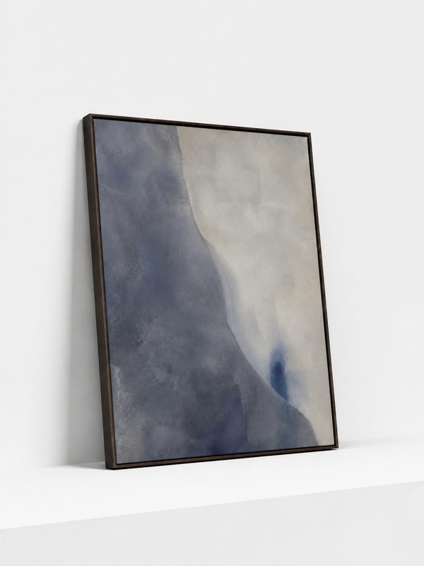 Quiet Monument Wooden Framed | Blue Abstract Wall Art