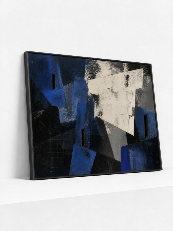 Cobalt Construct Metal Framed | Blue Abstract Wall Art