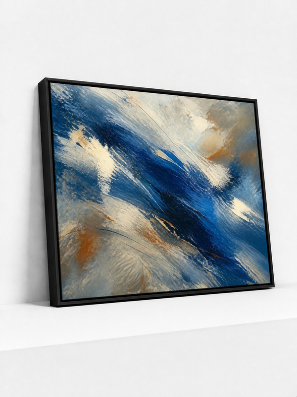 Broken Water Framed Canvas | Blue Abstract Wall Art