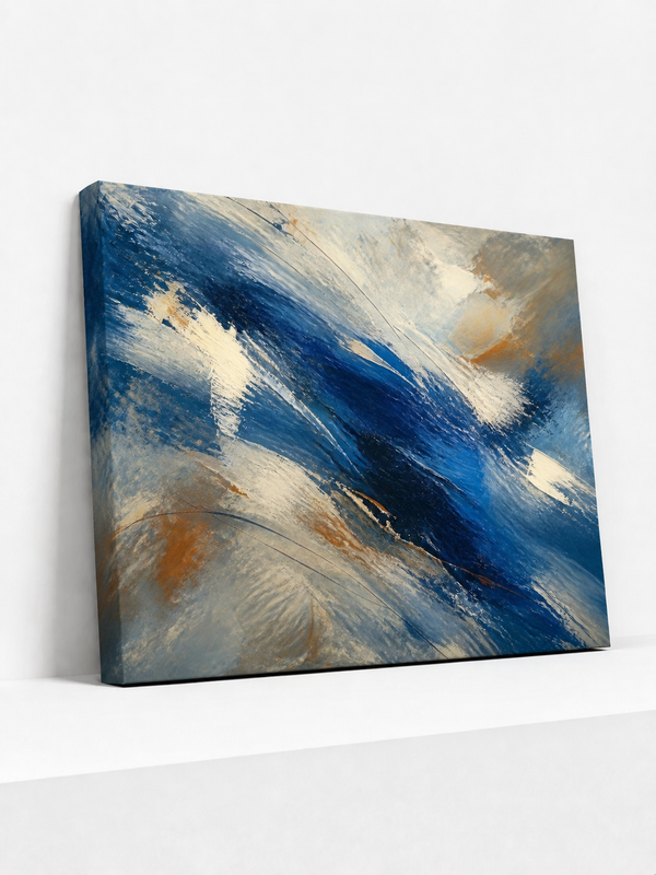 Broken Water Canvas | Blue Abstract Wall Art