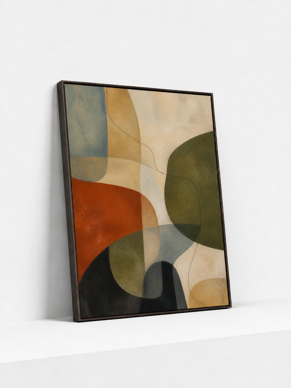 Interlocking Forms Wooden Framed | Contemporary Abstract Wall Art