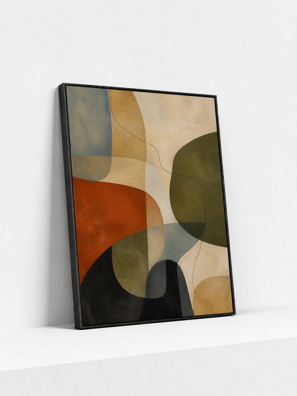 Interlocking Forms Metal Framed | Contemporary Abstract Wall Art