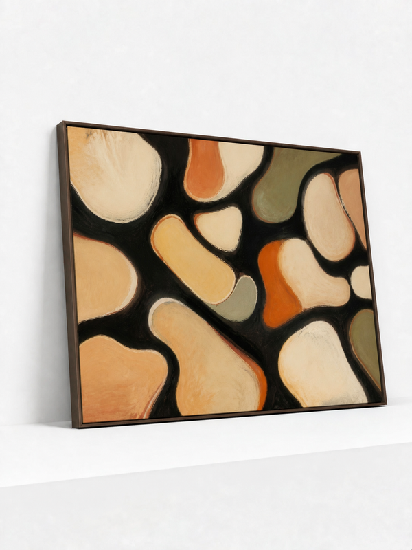 Biomorphic Network Wooden Framed | Contemporary Abstract Wall Art