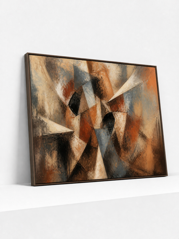 Faceted Mass Wooden Framed | Contemporary Abstract Wall Art