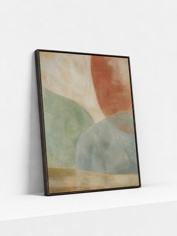 Curved Quiet Wooden Framed | Contemporary Abstract Wall Art