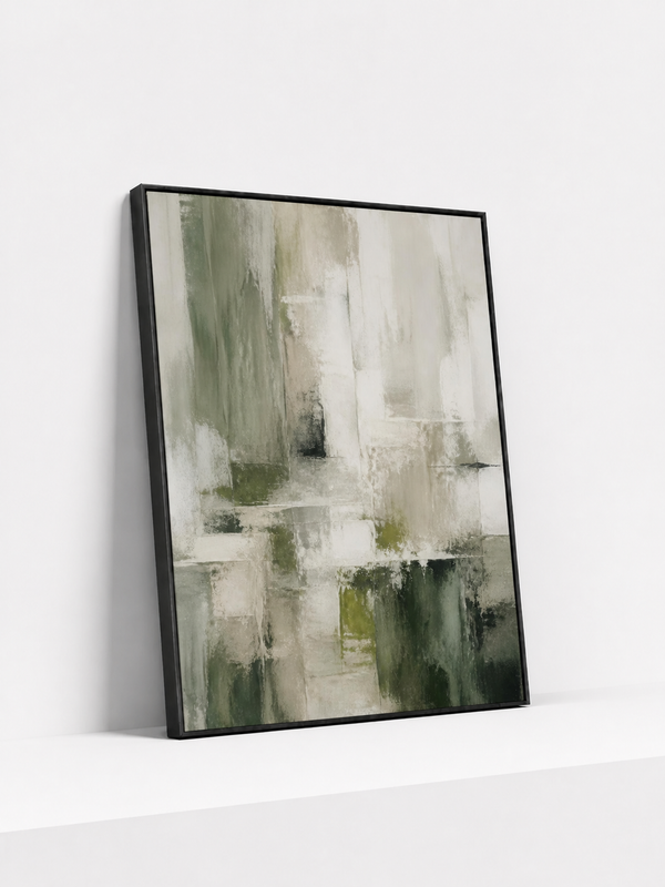 Mist Ledger Metal Framed | Green Abstract Wall Art