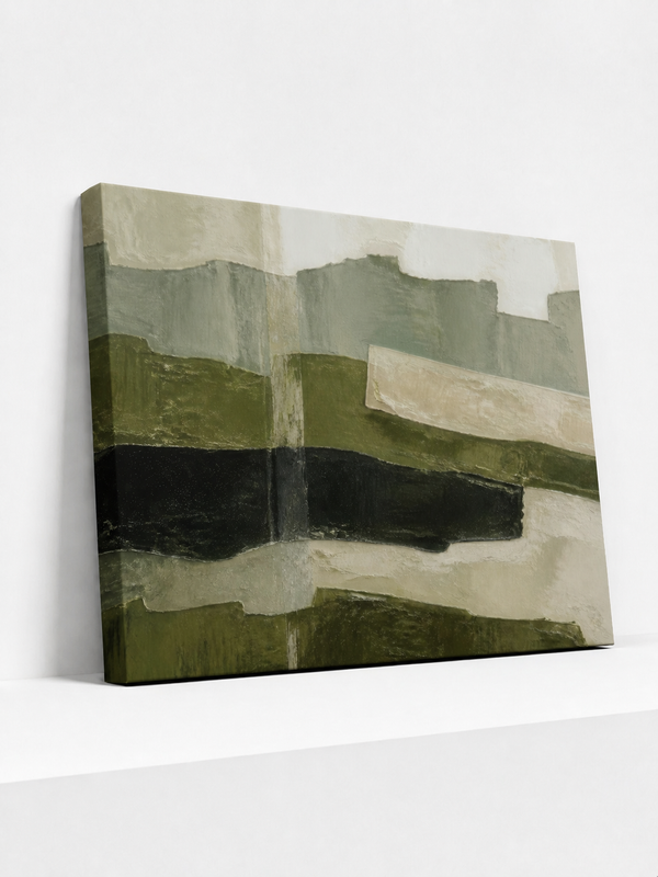 Folded Range Canvas | Green Abstract Wall Art