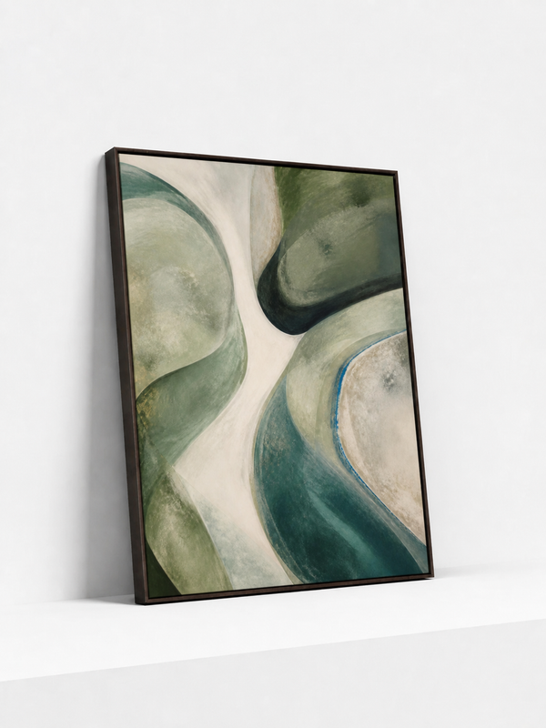 Mineral Current Wooden Framed | Green Abstract Wall Art
