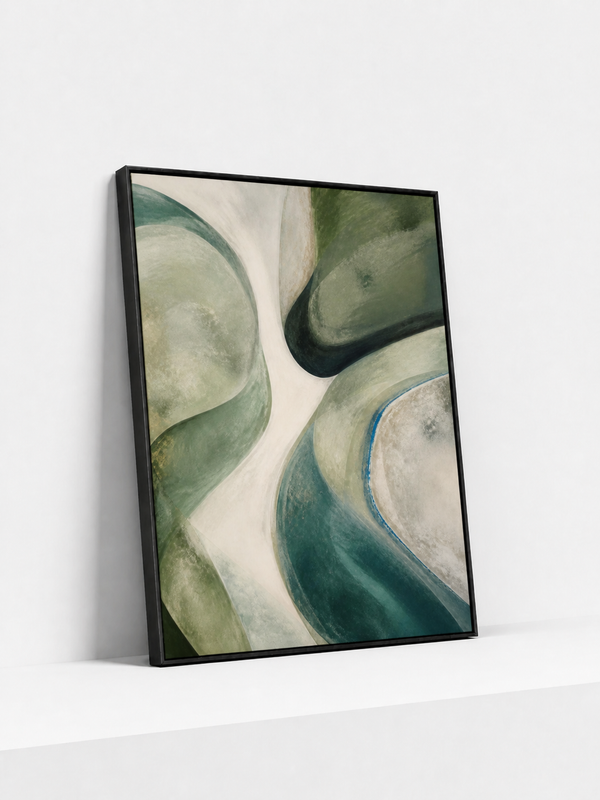 Mineral Current Metal Framed | Green Abstract Wall Art