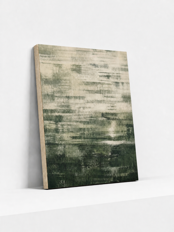 Woven Descent Canvas | Green Abstract Wall Art