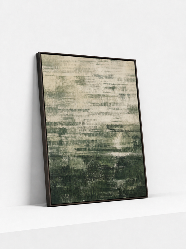Woven Descent Wooden Framed | Green Abstract Wall Art