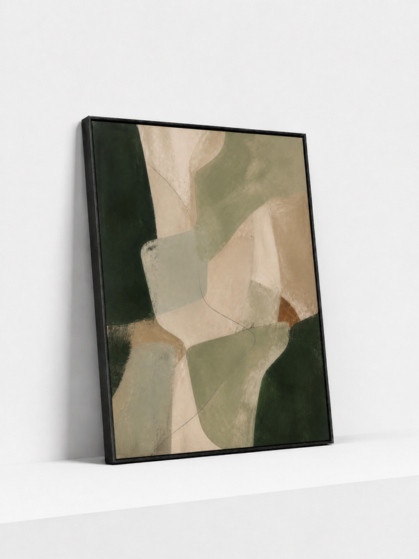 Quiet Assembly Metal Framed | Green Abstract Wall Art