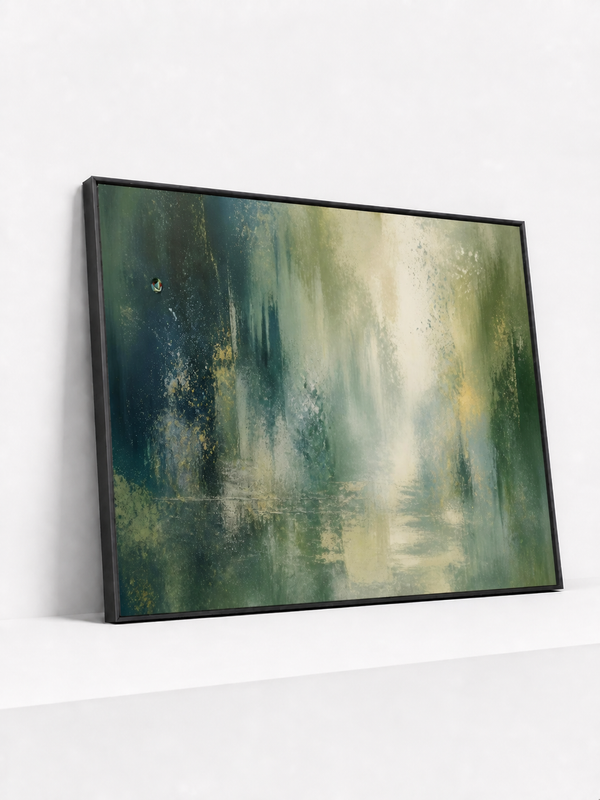 Forest After Rain Metal Framed | Green Abstract Wall Art