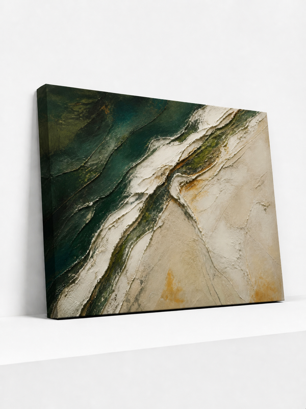 Tidal Fault Canvas | Green Abstract Wall Art