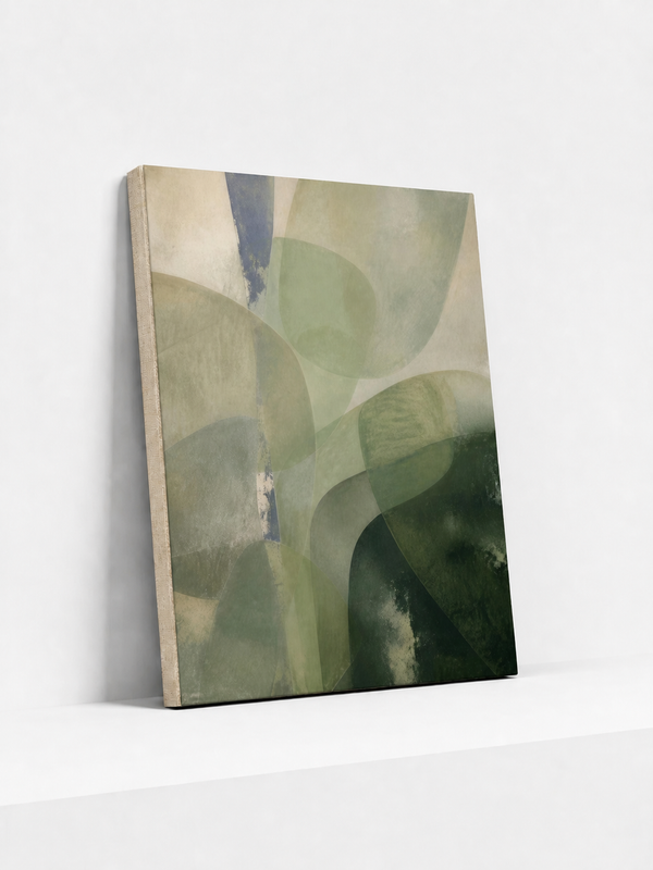 Veiled Hills Canvas | Green Abstract Wall Art