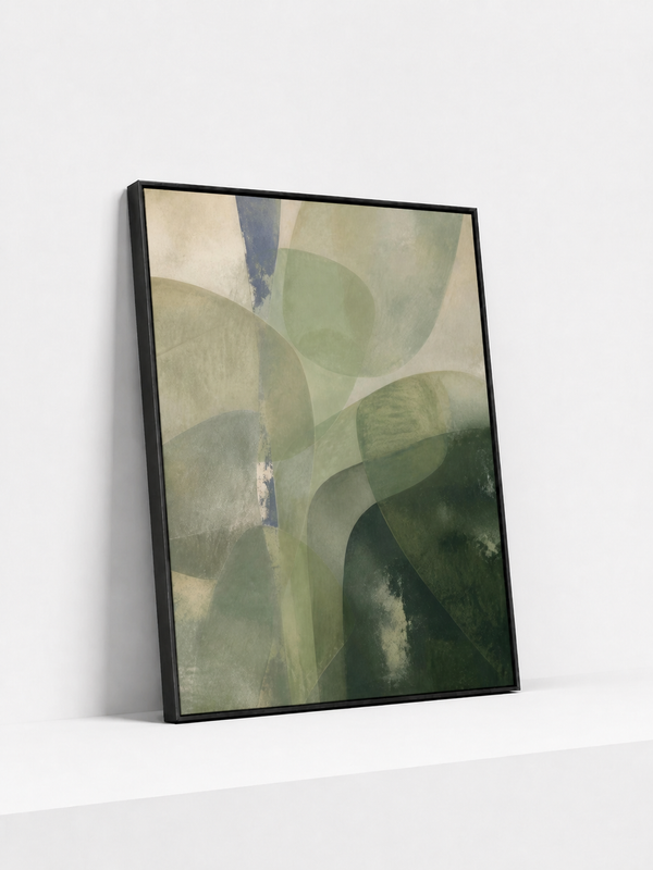 Veiled Hills Wooden Framed | Green Abstract Wall Art