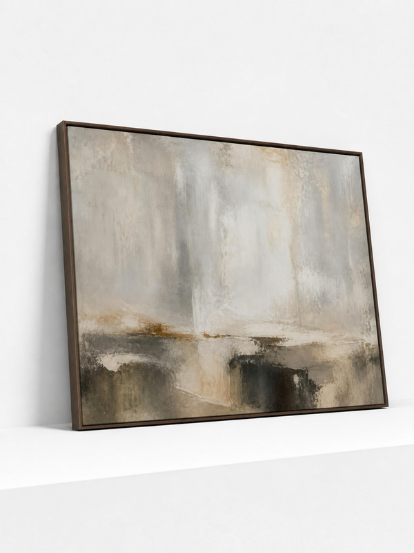 Quiet Estuary Wooden Framed | Grey Abstract Wall Art