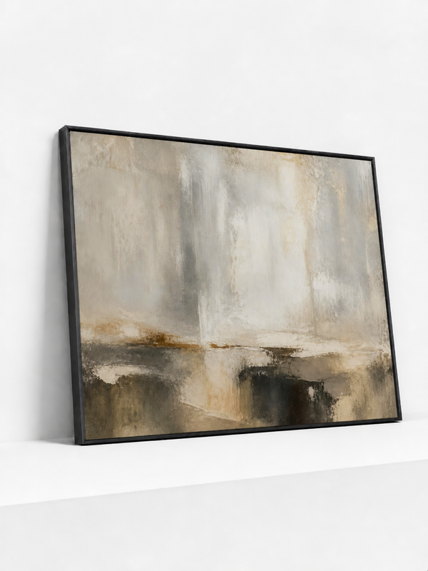 Quiet Estuary Metal Framed | Grey Abstract Wall Art