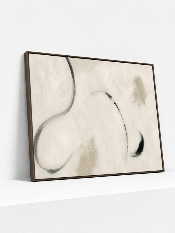 Looped Silence Wooden Framed | Grey Abstract Wall Art
