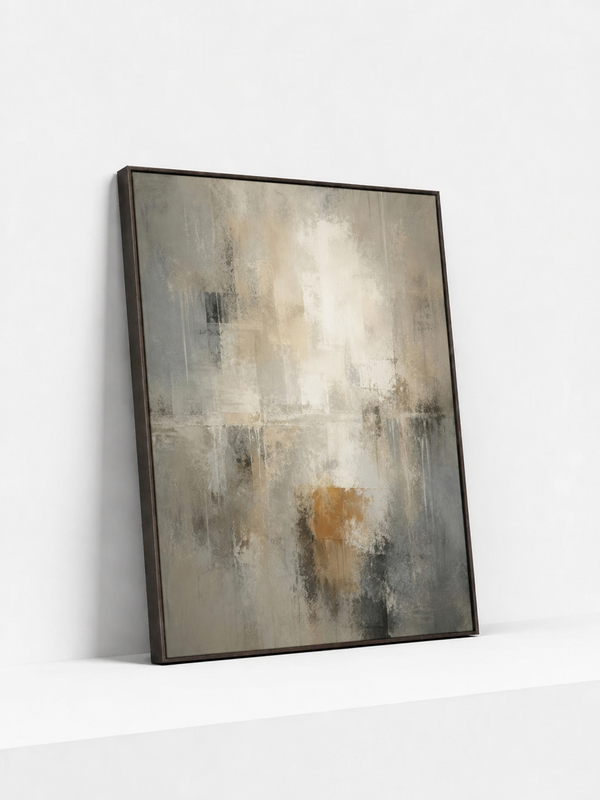 Tarnished Light Wooden Framed | Grey Abstract Wall Art