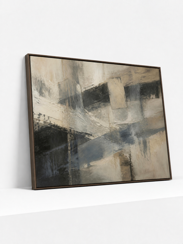 Weather Line Wooden Framed | Grey Abstract Wall Art