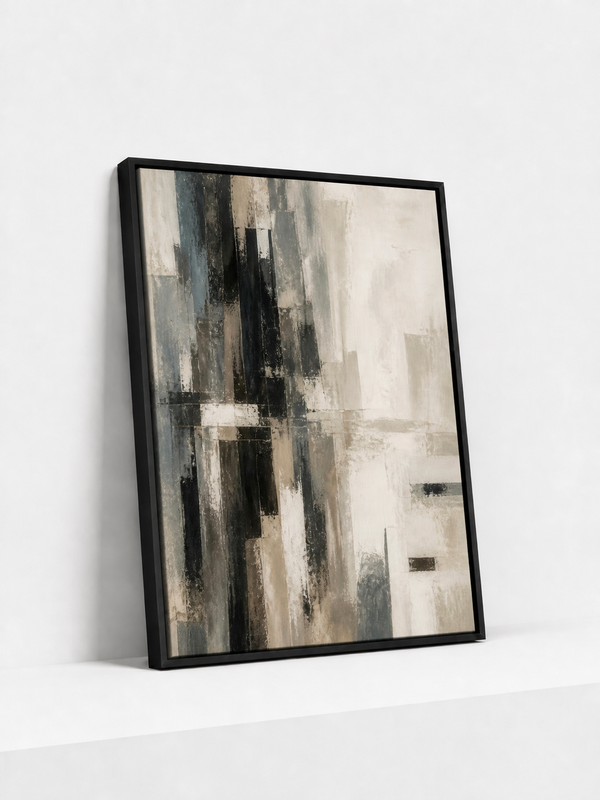 City Memory Framed Canvas | Grey Abstract Wall Art