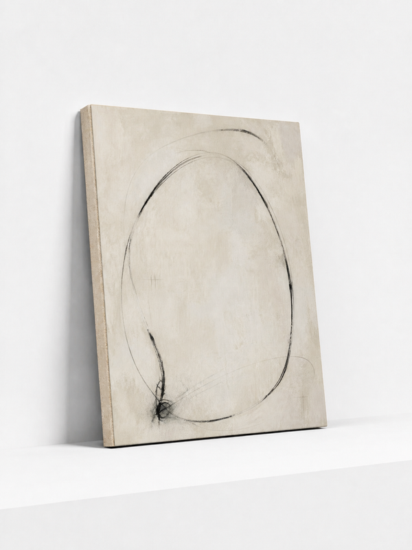 Graphite Orbit Canvas | Minimalist Abstract Wall Art