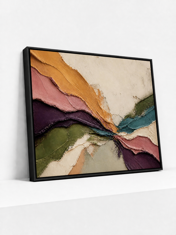 Chromatic Convergence Framed Canvas | Colorful Abstract Wall Art