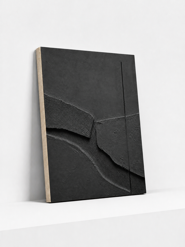 Charcoal Relief Canvas | Textured Abstract Wall Art