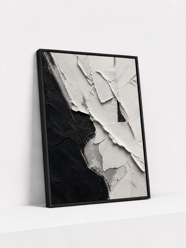 White Over Black | Framed Canvas