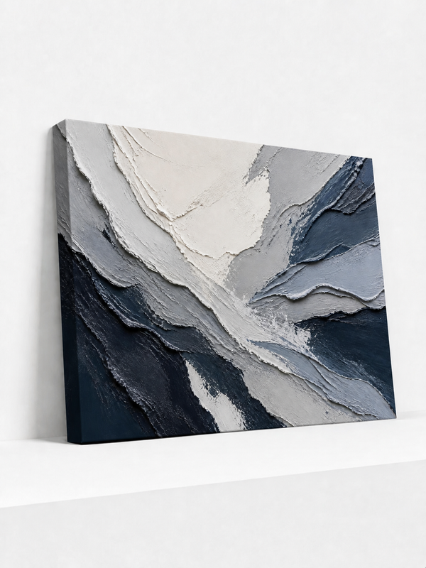 Topographic Blue Canvas | Textured Abstract Wall Art