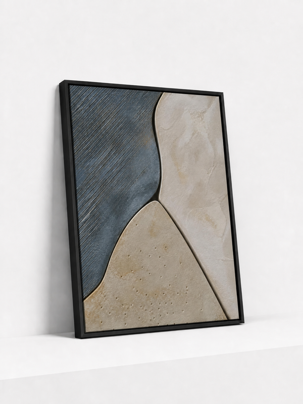Ceramic Plates Framed Canvas | Textured Abstract Wall Art