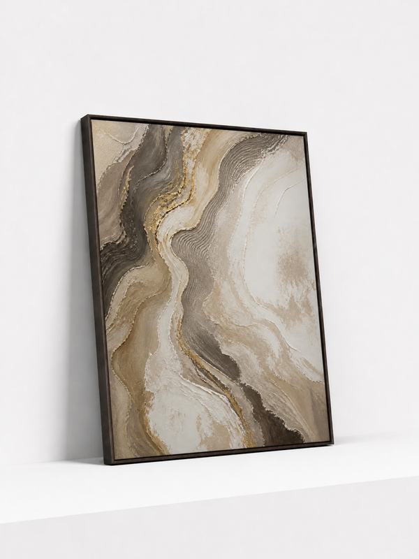 Painted Contour Wooden Framed | Gold Abstract Wall Art