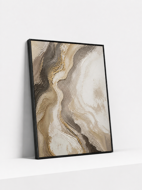 Painted Contour Metal Framed | Gold Abstract Wall Art