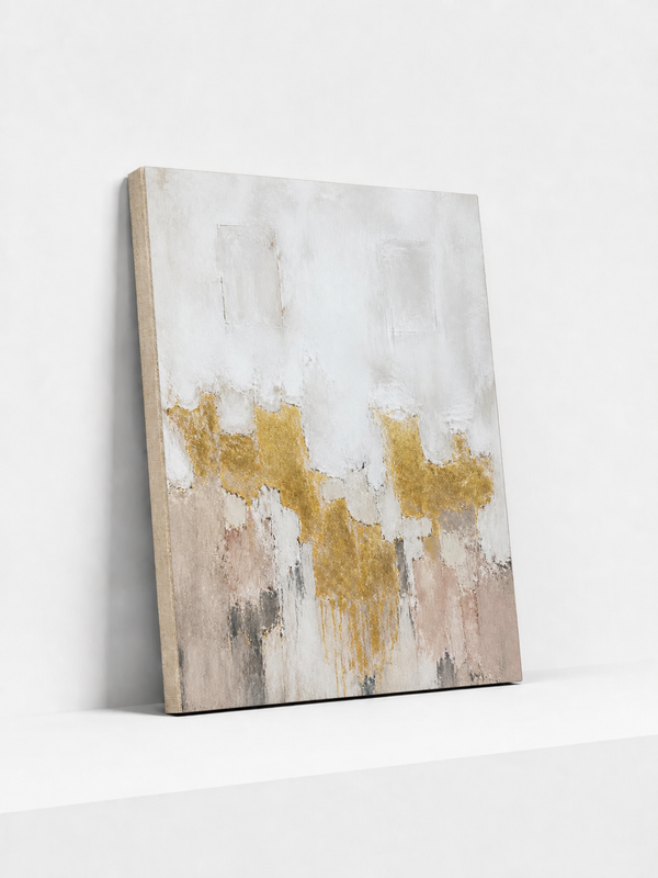 Suspended Rupture Canvas | Gold Abstract Wall Art