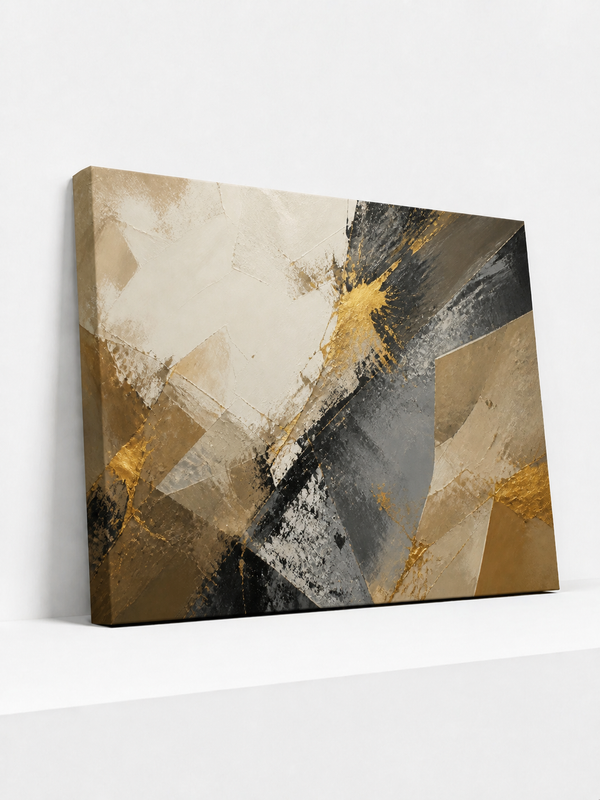 Mineral Collision Canvas | Gold Abstract Wall Art